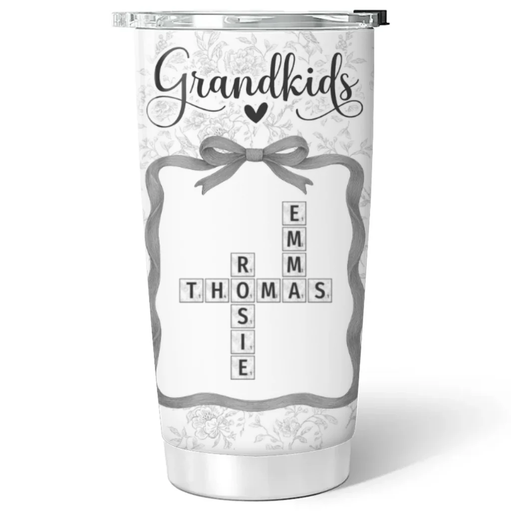 Grandkids Toile De Jouy Crossword - Personalized Custom Tumbler - Image 6