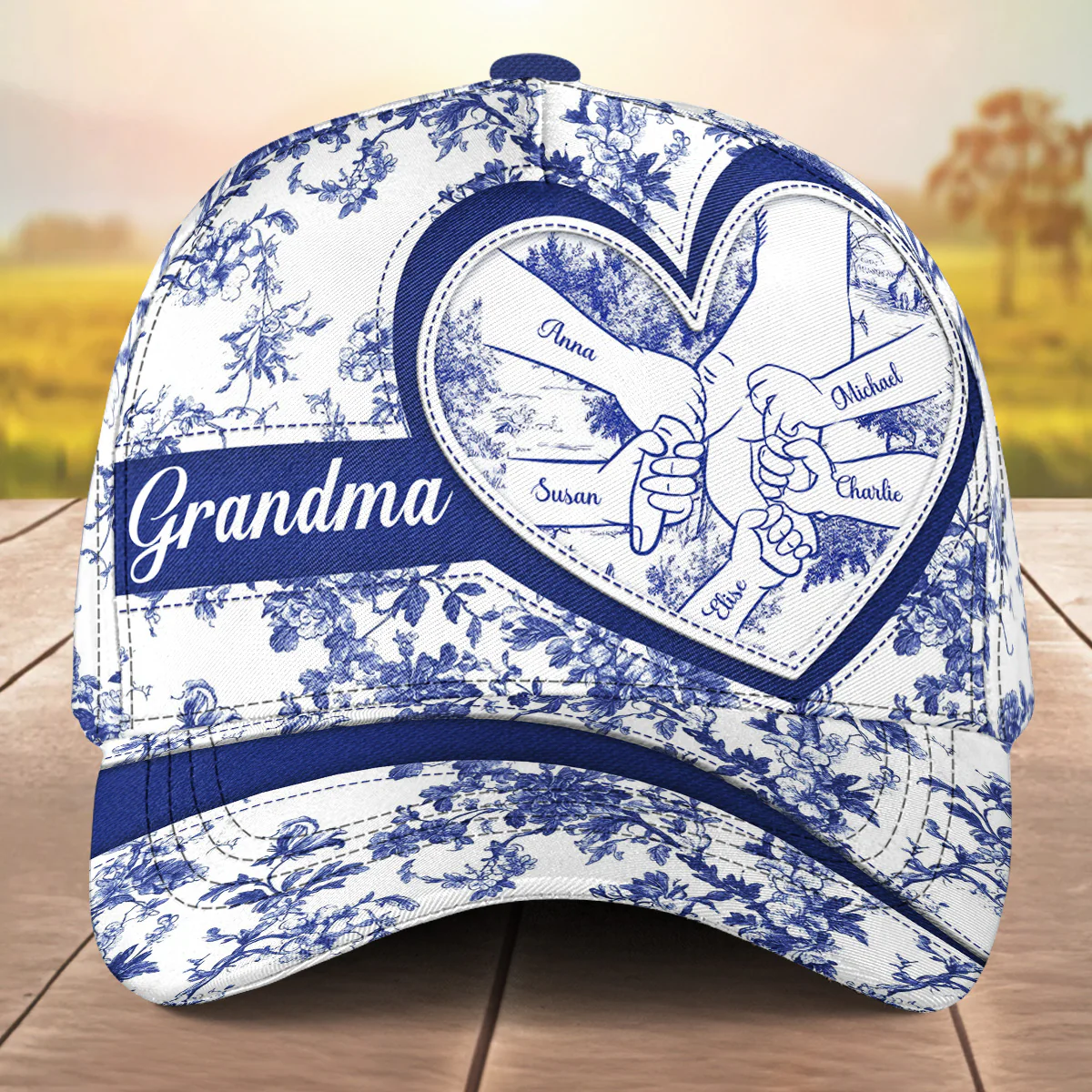 Grandkids Toile De Jouy - Personalized Classic Cap - Image 2
