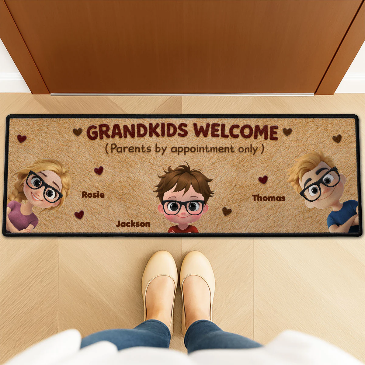 Grandkids Welcome - Personalized Custom Runner Rug - Image 3
