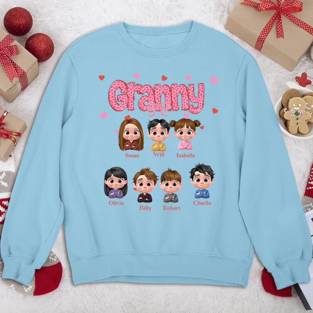 Grandma And Grandbabies Holiday - Personalized Custom Shirt - Image 5