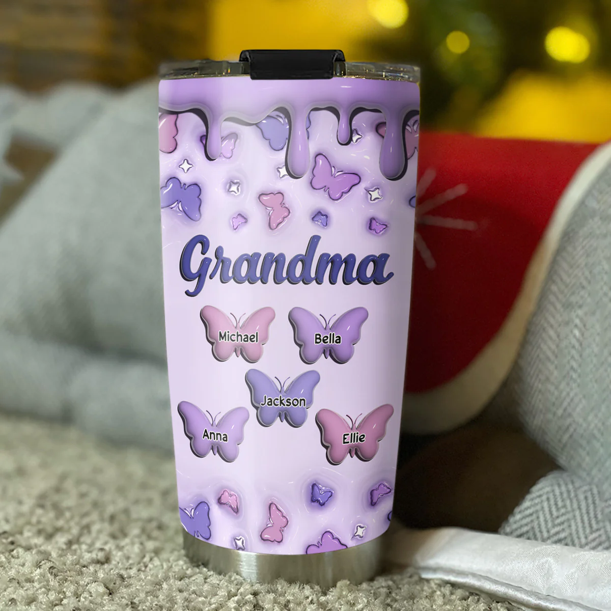 Grandma And Grandkid - Personalized Custom 3D Inflated Effect Tumbler - Image 3
