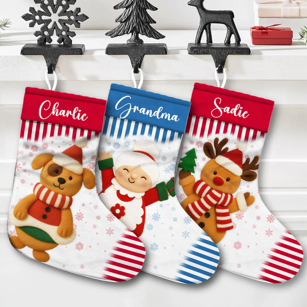 Grandma And Grandkids - Personalized Custom Christmas Stocking - Image 2