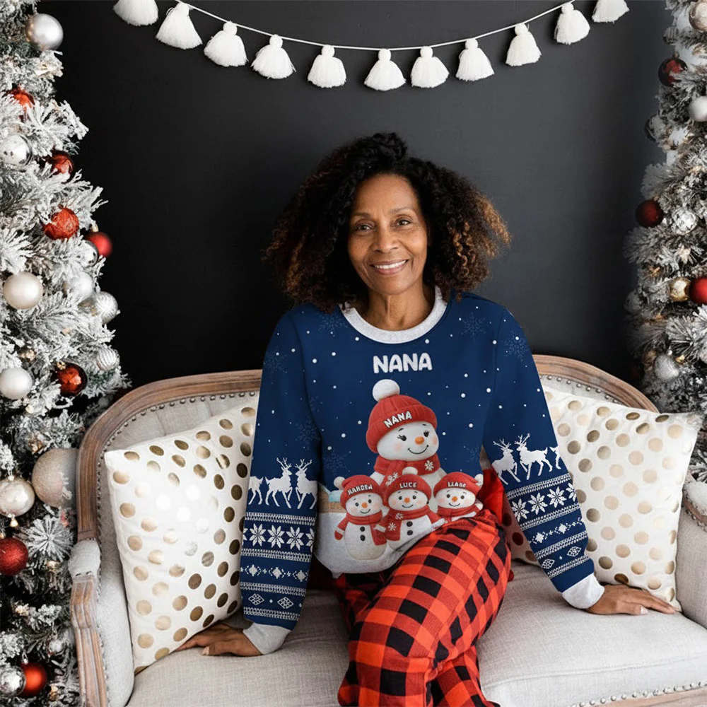 Grandma And Grandkids Snow - Personalized Custom All-Over-Print Sweatshirt - Image 4