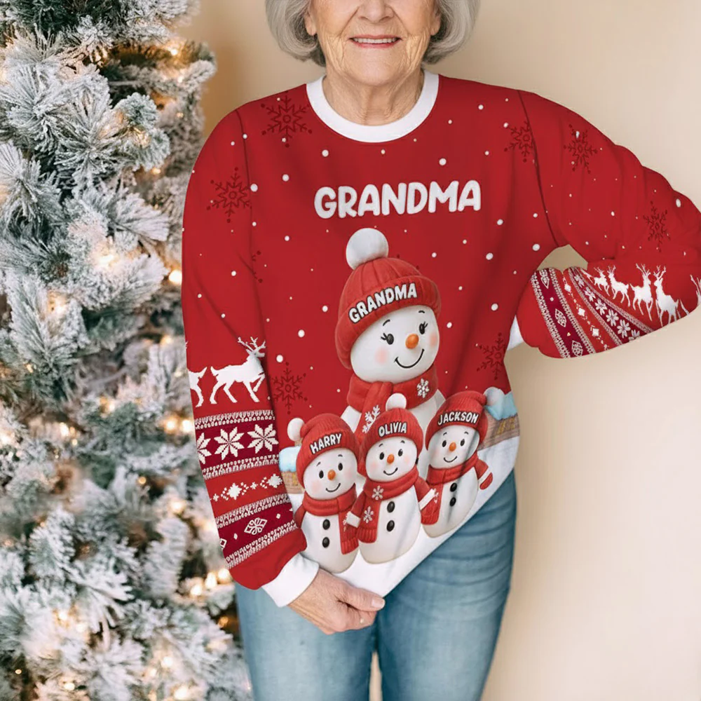 Grandma And Grandkids Snow - Personalized Custom All-Over-Print Sweatshirt - Image 5