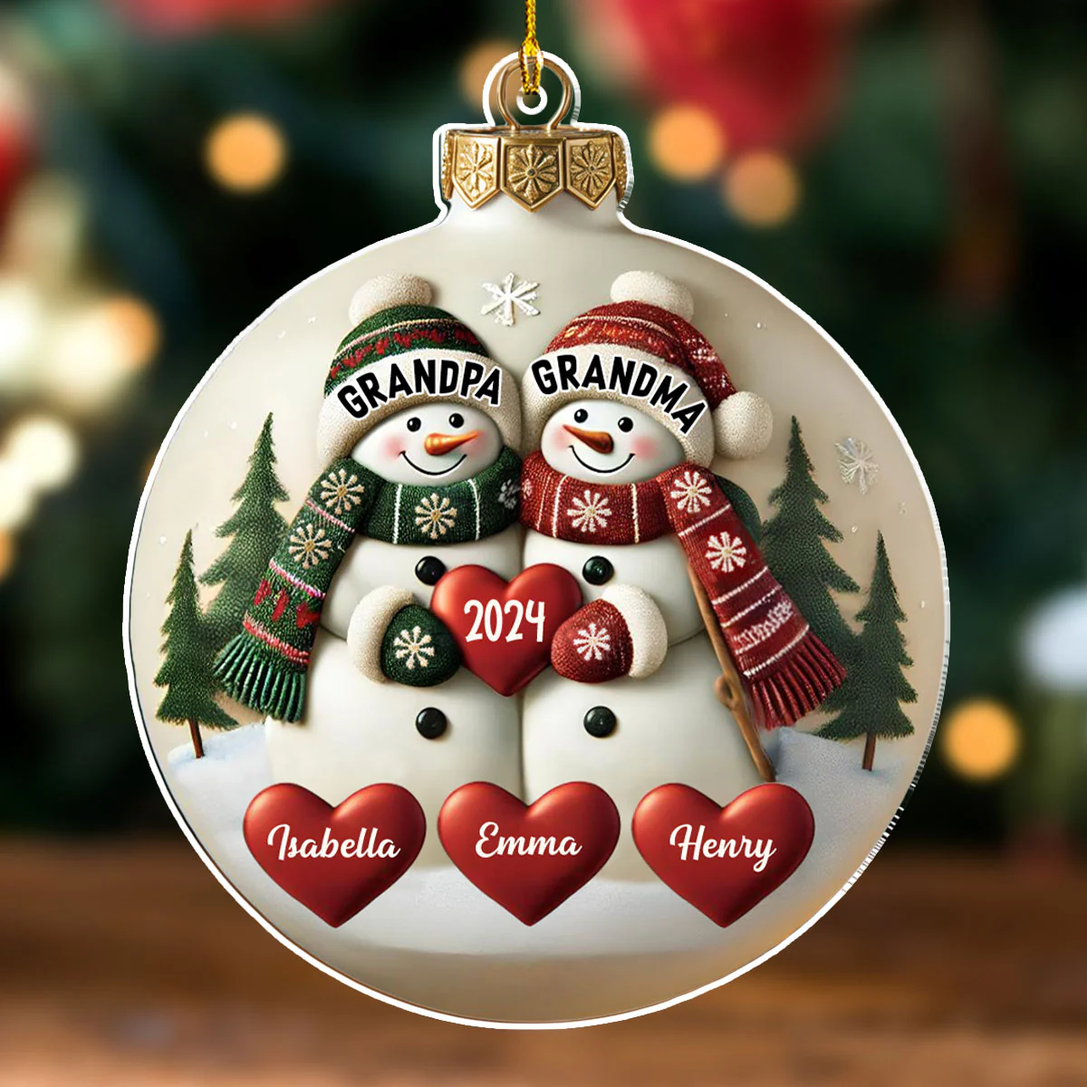 Merry Christmas Grandma And Grandpa - Personalized Custom Acrylic Ornament - Image 2