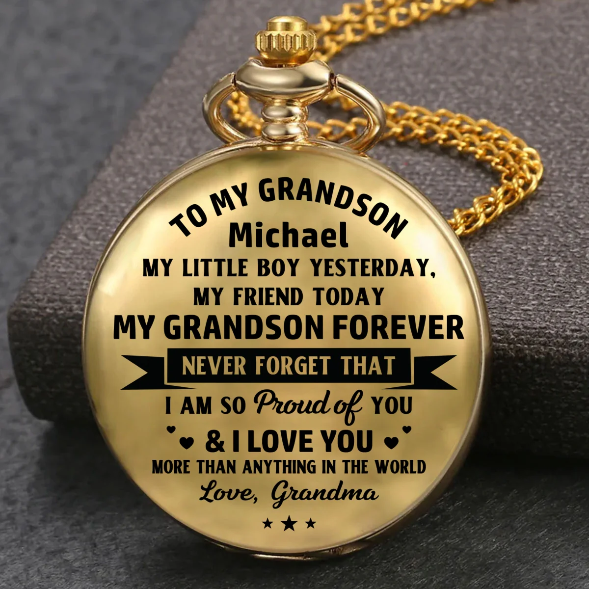 Grandma And Grandson Always Together - Personalized Custom Pocket Watch - Image 7