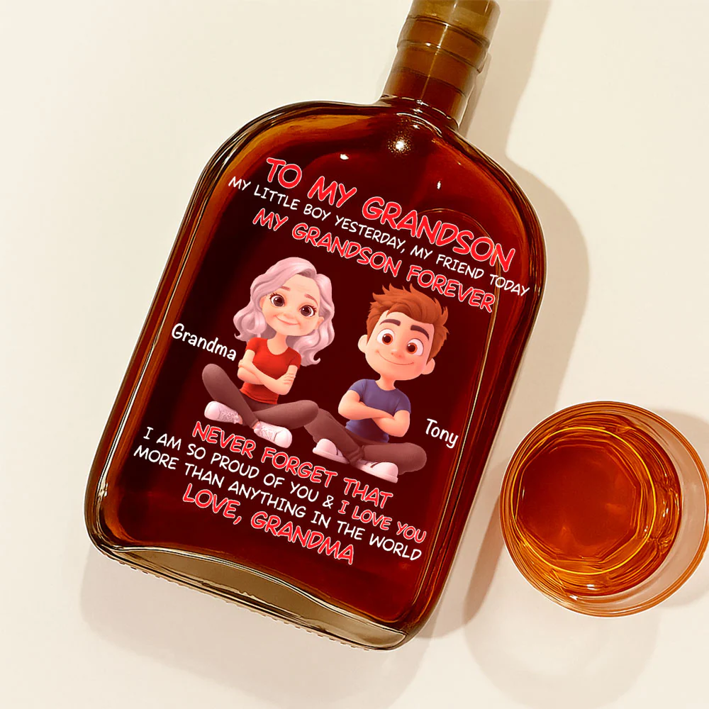 Grandma And Grandson Forever - Personalized Custom Spirits Decanter - Image 2