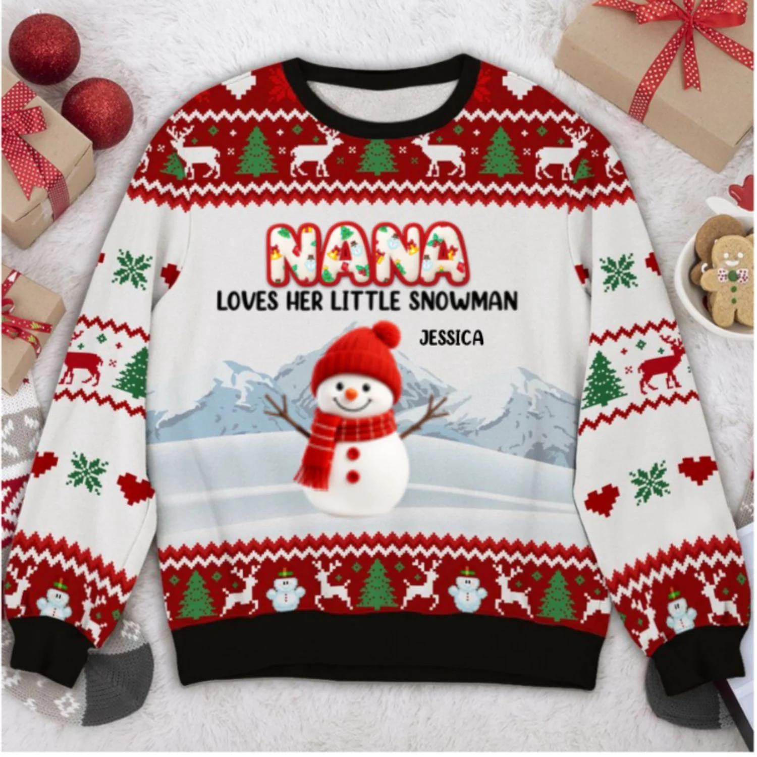 Grandma And Her Snowmen - Personalized Custom All-Over-Print Sweatshirt - Image 7