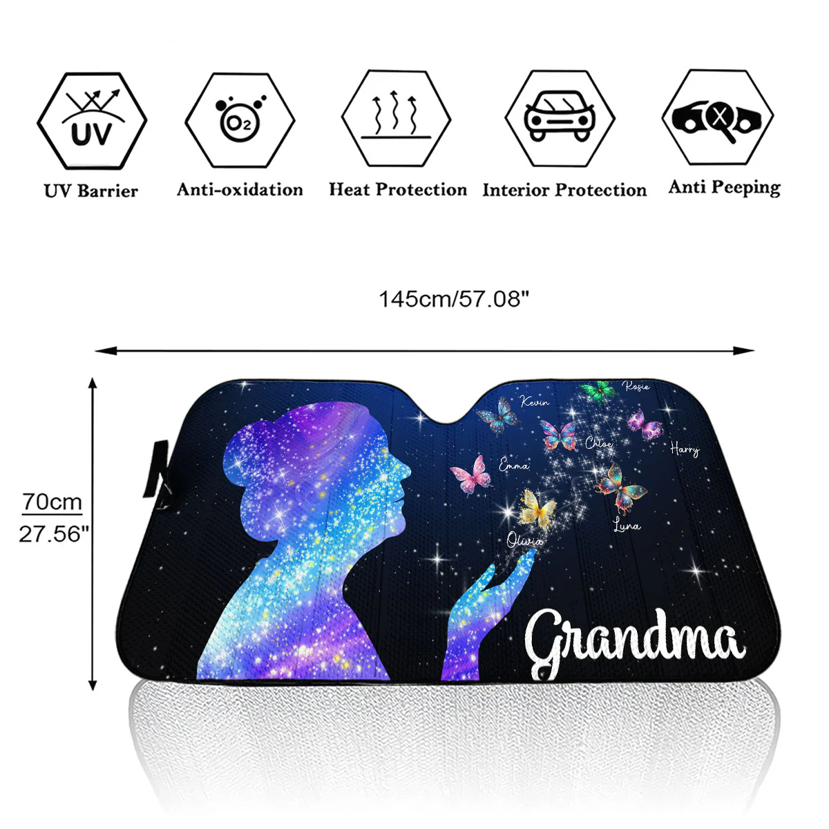 Grandma And Kids Beautiful - Personalized Custom Car Sunshade - Image 6