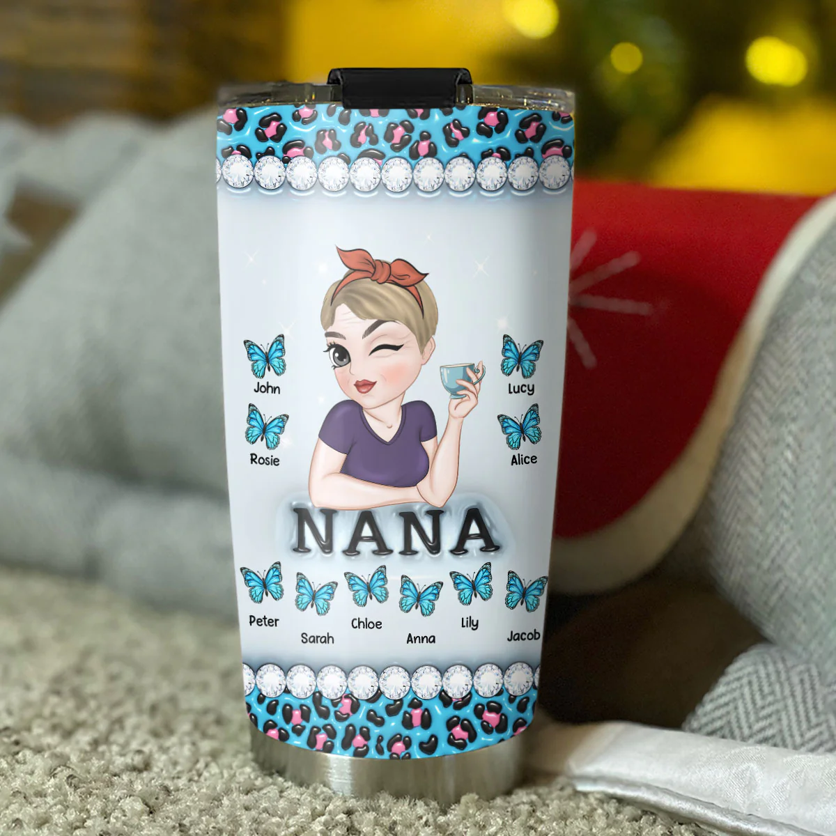 Grandma And Kids - Personalized Custom 3D Inflated Effect Tumbler - Image 4