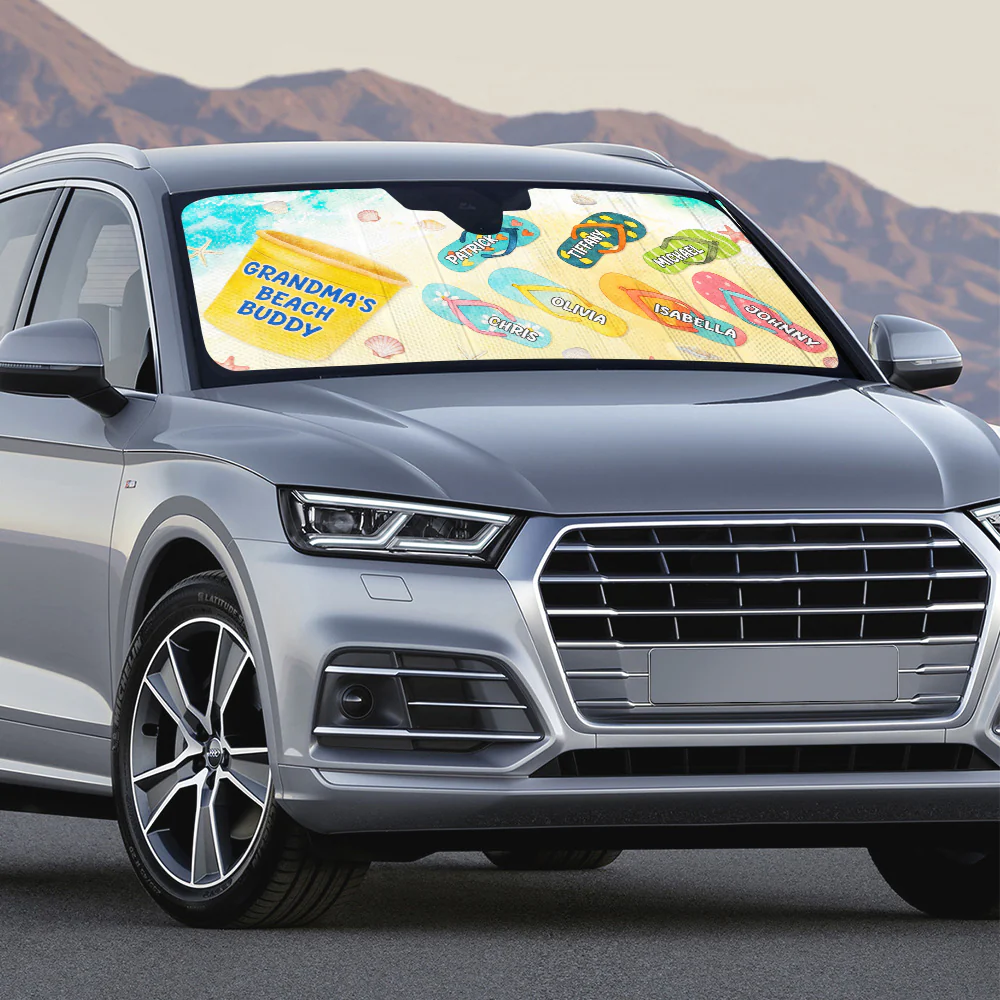 Grandma Beach Buddy - Personalized Custom Car Sunshade - Image 3