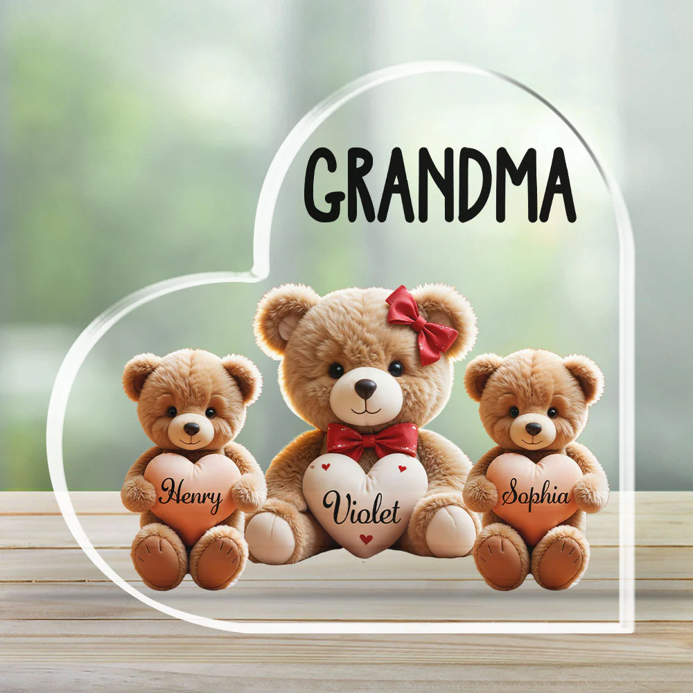 Grandma Bear With Love Children - Personalized Custom Acrylic Plaque - Image 4