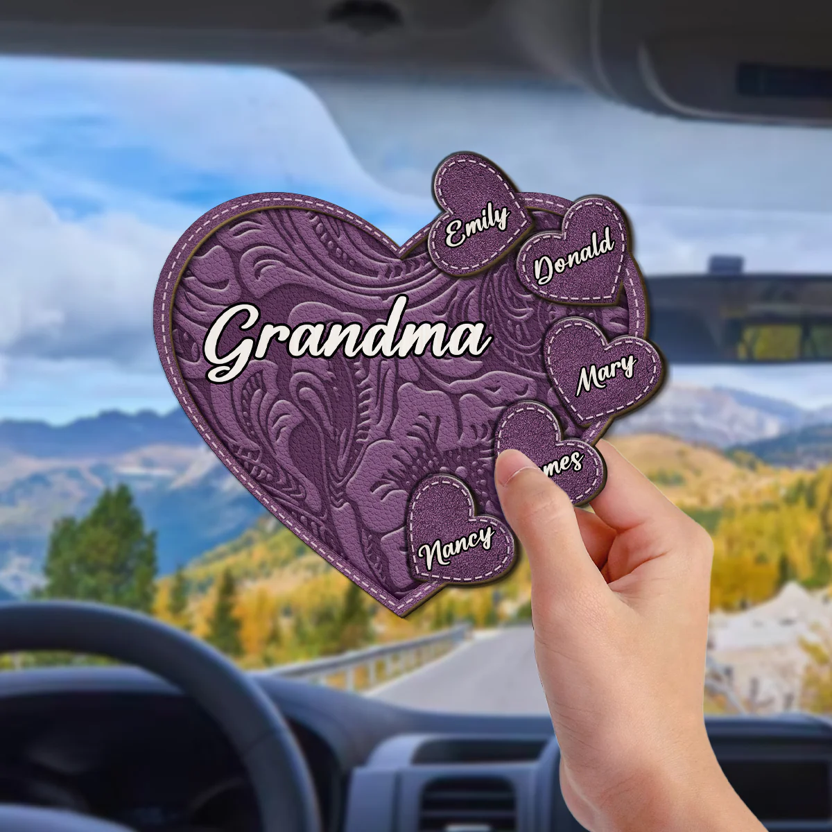 Grandma Belongs To Grandkids - Personalized Custom Car Visor Clip - Image 2