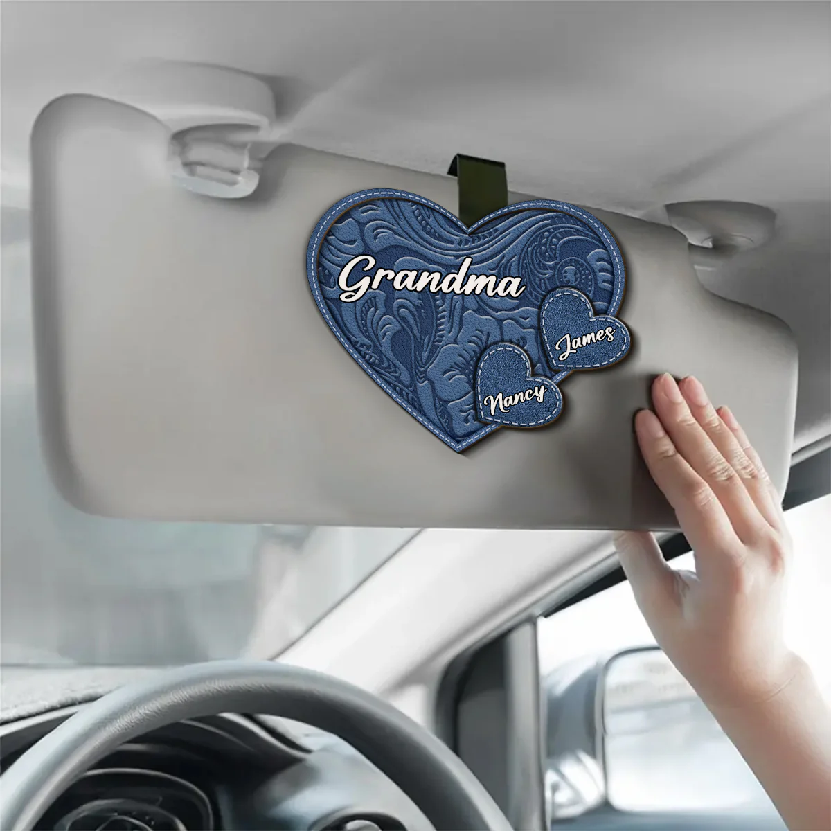 Grandma Belongs To Grandkids - Personalized Custom Car Visor Clip - Image 3