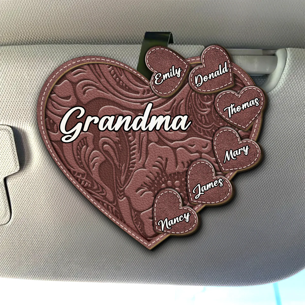 Grandma Belongs To Grandkids - Personalized Custom Car Visor Clip - Image 4