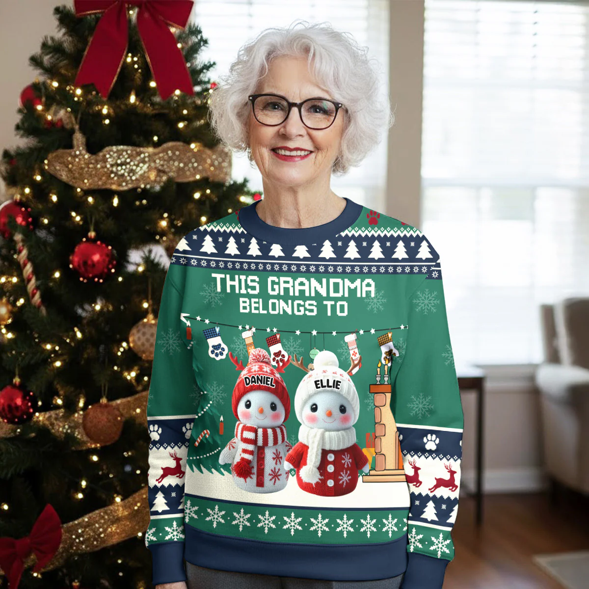 Grandma Belongs To - Personalized Custom All-Over-Print Sweatshirt - Image 3