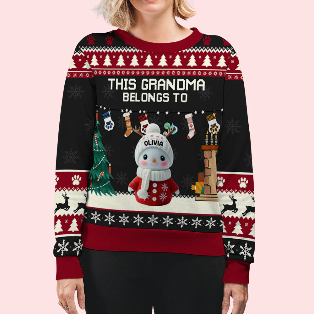 Grandma Belongs To - Personalized Custom All-Over-Print Sweatshirt - Image 4