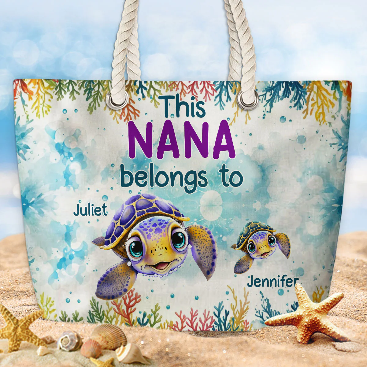 Grandma Belongs To - Personalized Custom Beach Bag - Image 2