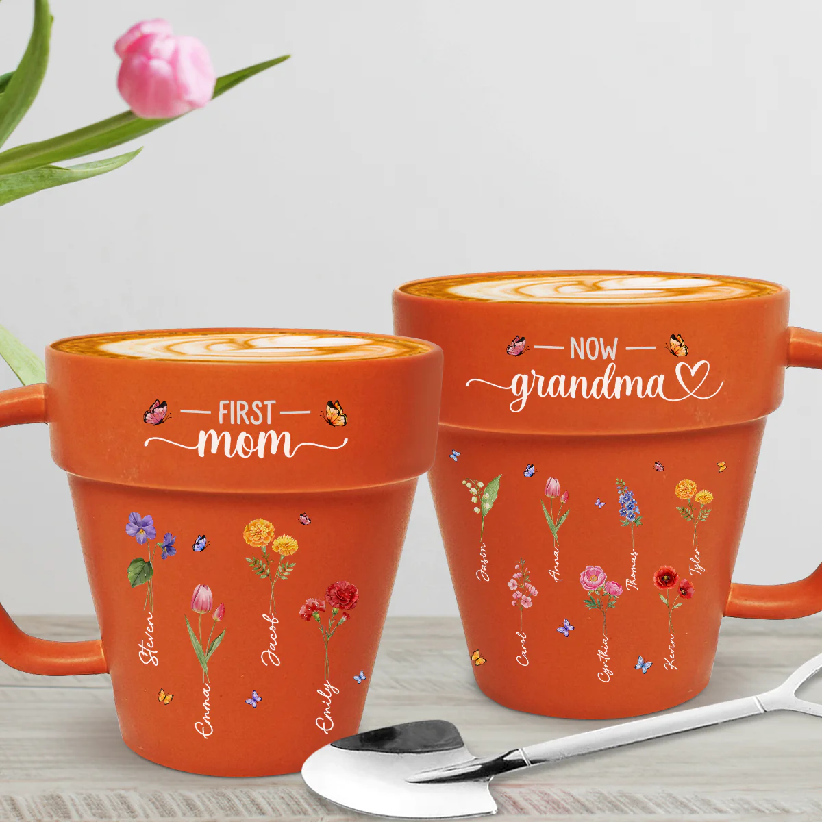 Grandma Birthmonth Flower - Personalized Custom Plant Pot Mug - Image 4