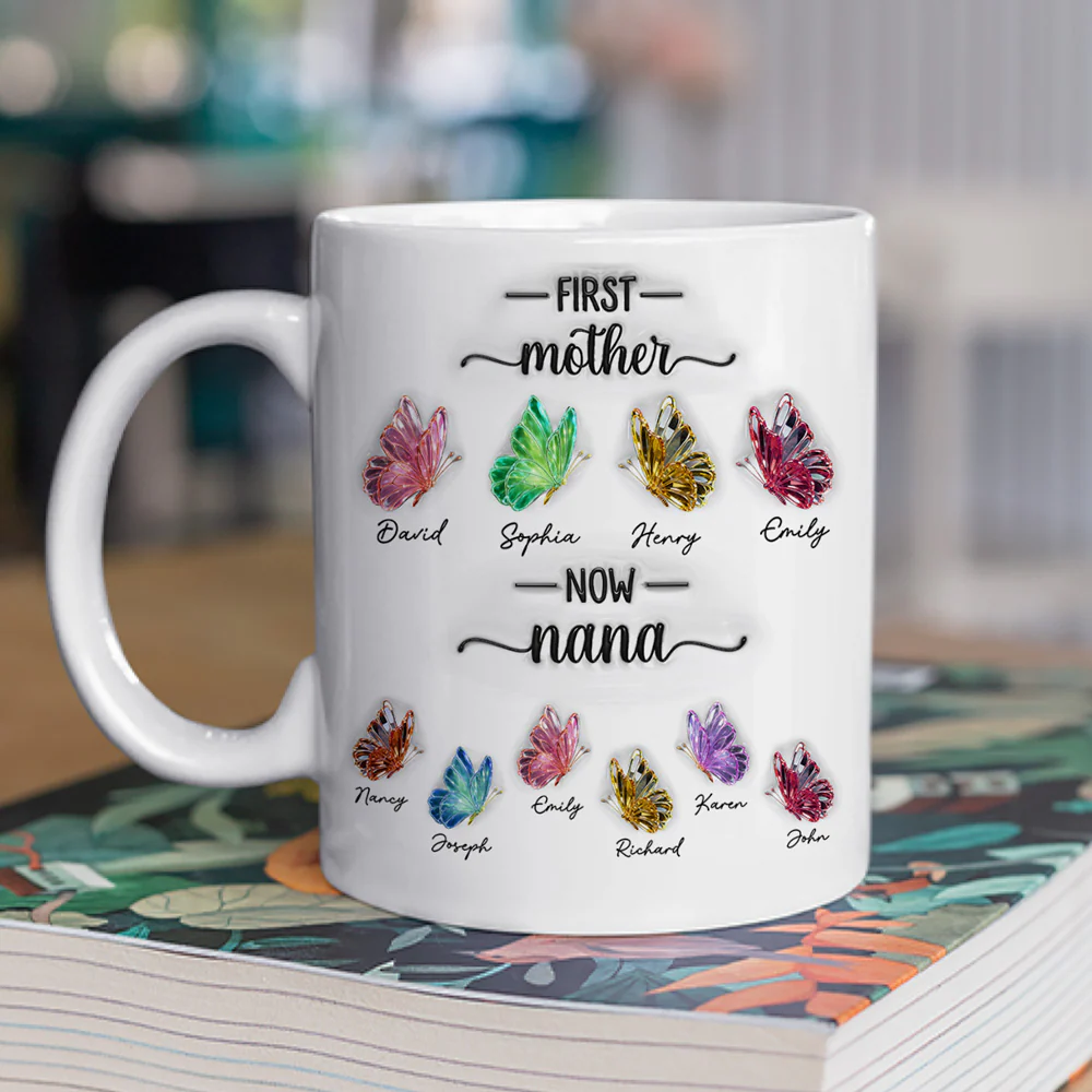 Grandma Butterflies - Personalized Custom 3D Inflated Effect Mug - Image 3