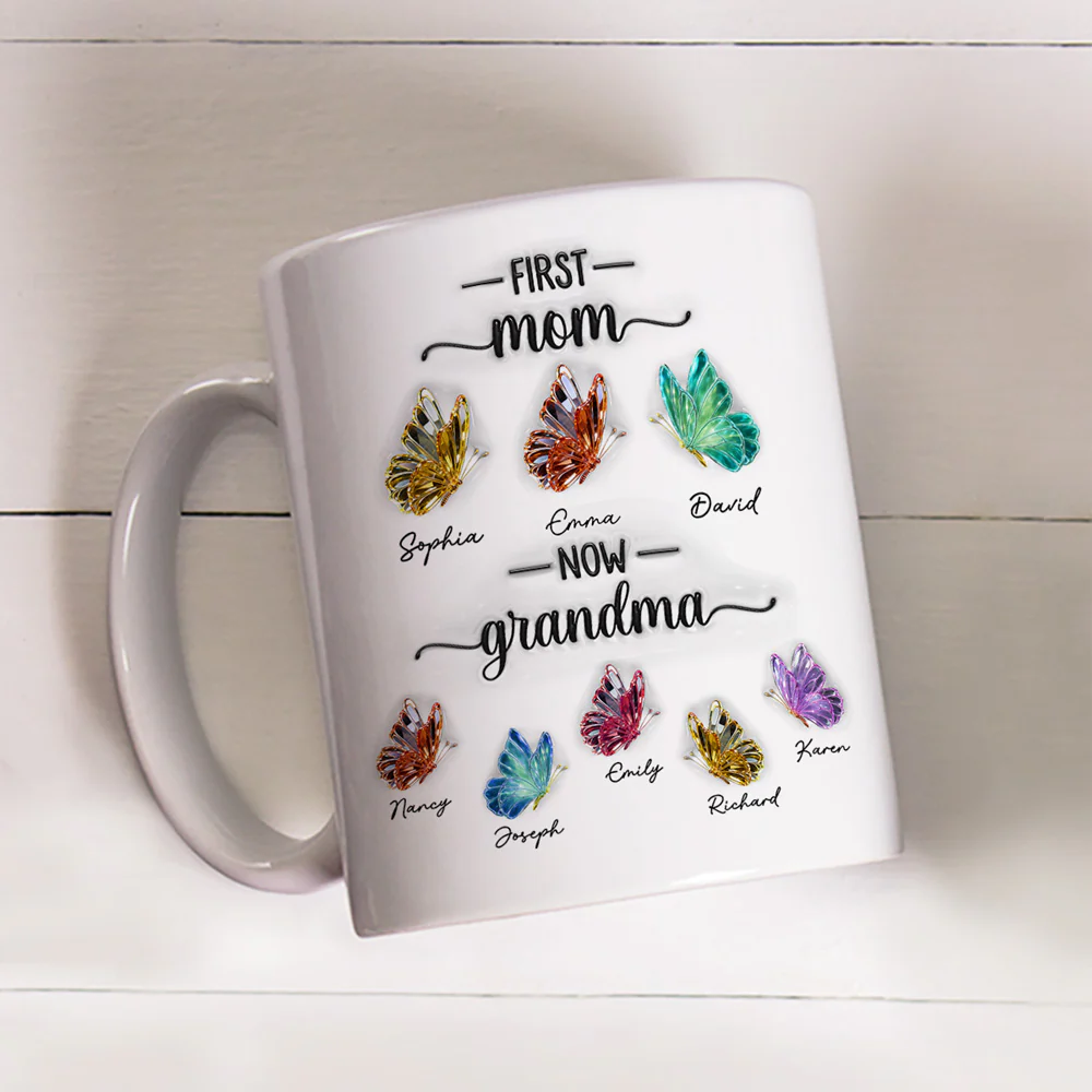 Grandma Butterflies - Personalized Custom 3D Inflated Effect Mug - Image 4