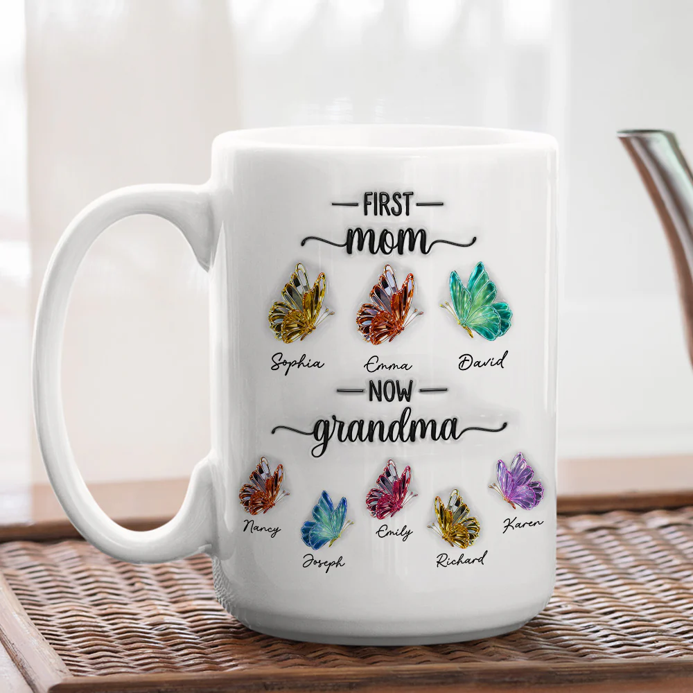 Grandma Butterflies - Personalized Custom 3D Inflated Effect Mug - Image 5