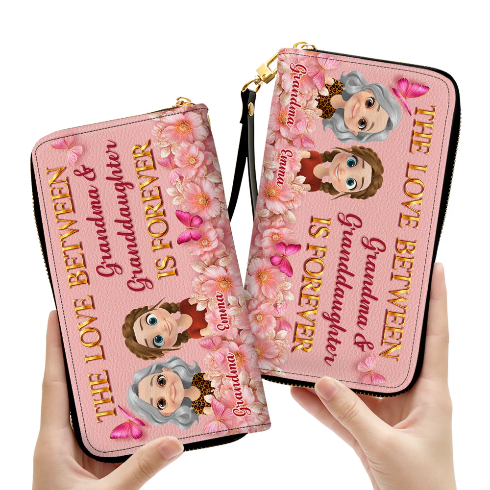 Grandma Butterfly And Flower - Personalized Custom 3D Effect Leather Wallet - Image 4