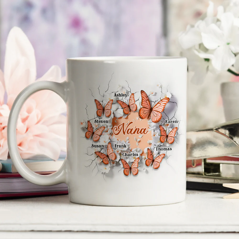 Grandma Butterfly - Personalized Custom 3D Inflated Effect Coffee Mug - Image 2