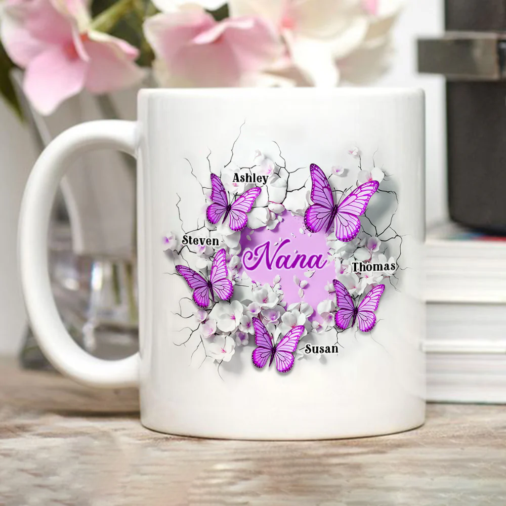 Grandma Butterfly - Personalized Custom 3D Inflated Effect Coffee Mug - Image 3