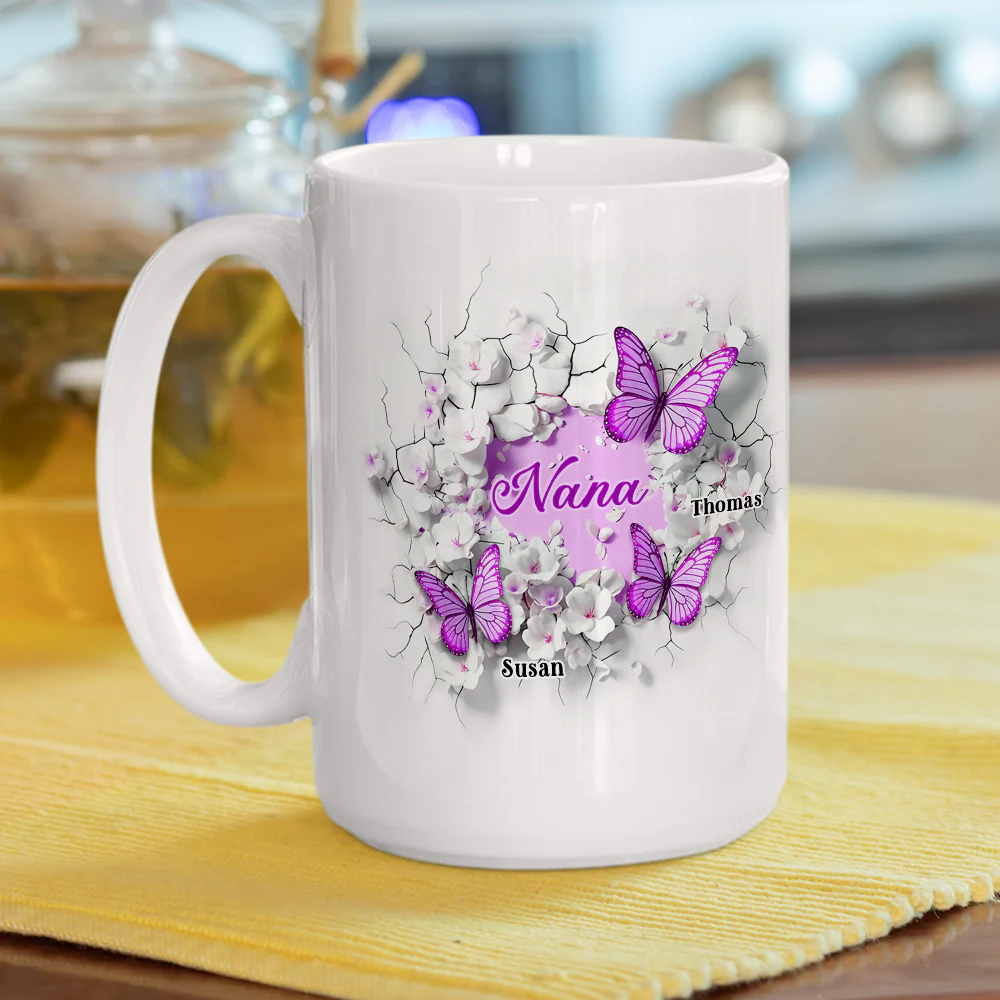 Grandma Butterfly - Personalized Custom 3D Inflated Effect Coffee Mug - Image 4