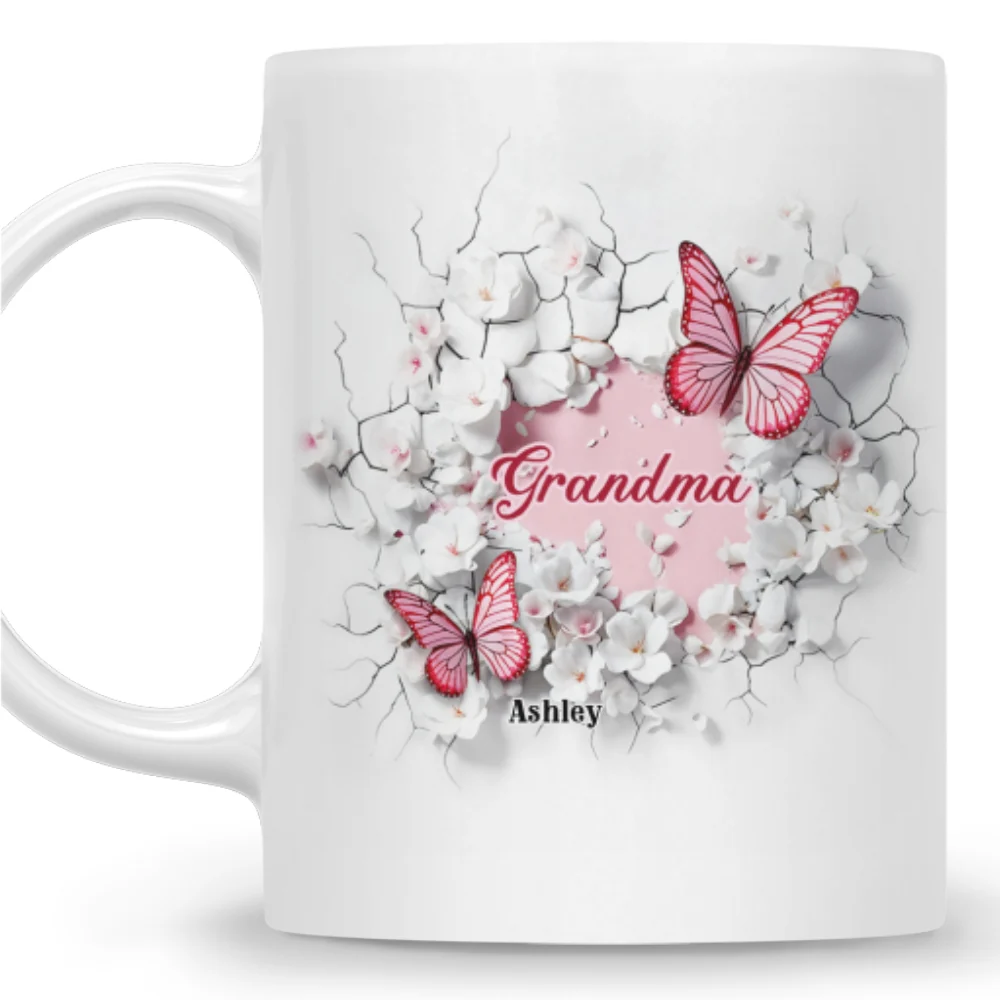 Grandma Butterfly - Personalized Custom 3D Inflated Effect Coffee Mug - Image 7