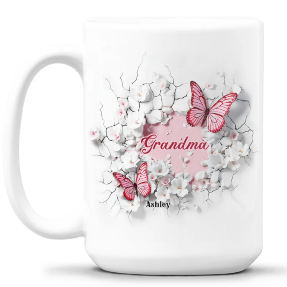 Grandma Butterfly - Personalized Custom 3D Inflated Effect Coffee Mug - Image 8