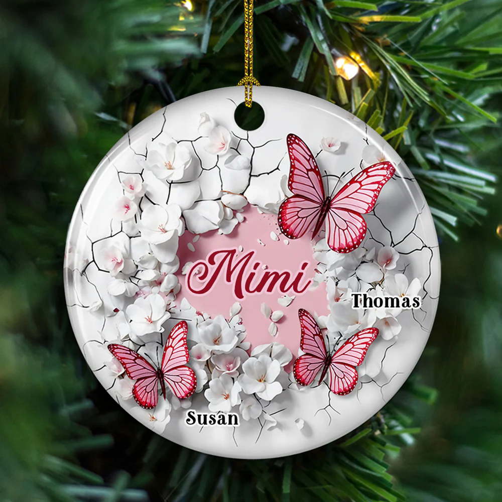 Grandma Butterfly - Personalized Custom Ceramic Ornament - Image 2