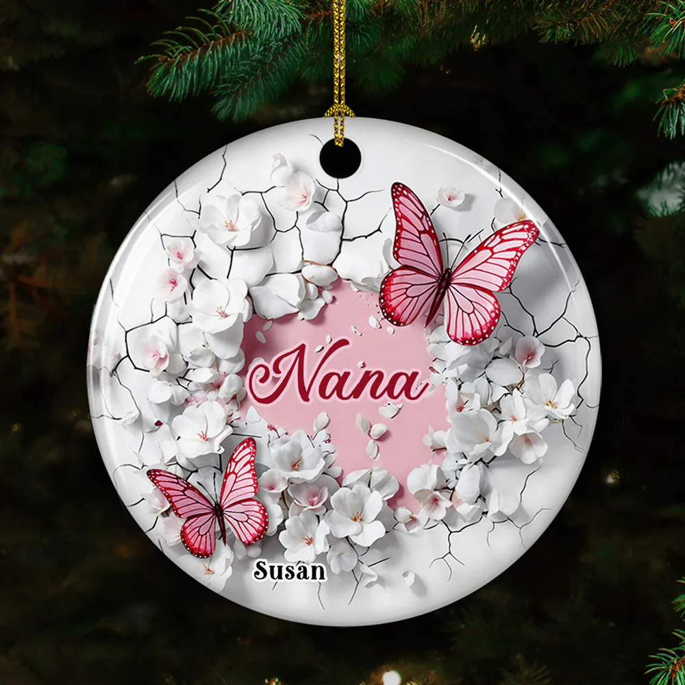 Grandma Butterfly - Personalized Custom Ceramic Ornament - Image 5