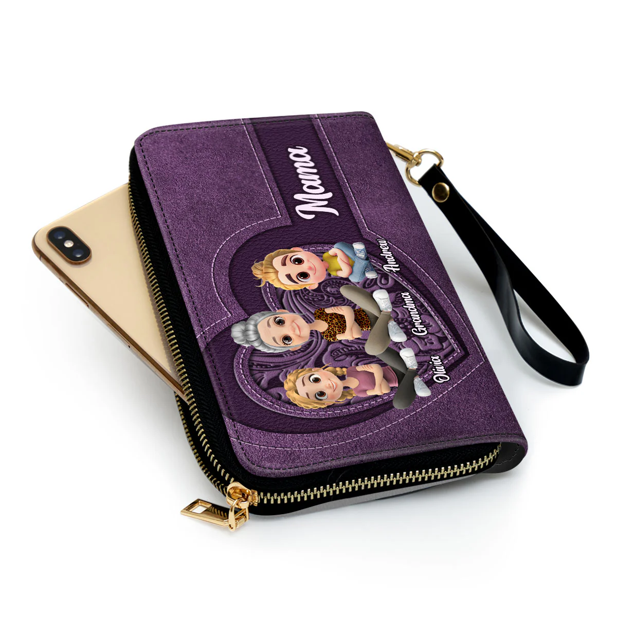 Grandma Butterfly - Personalized Custom Leather Wallet - Image 2