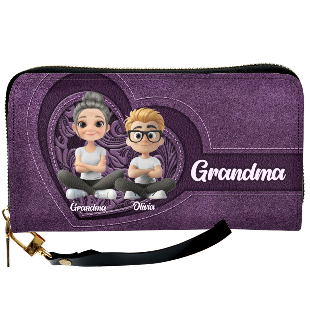 Grandma Butterfly - Personalized Custom Leather Wallet - Image 6