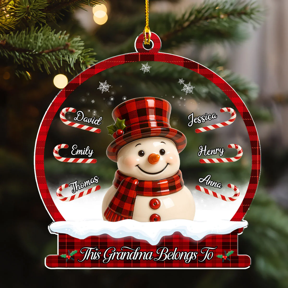 Grandma Candy Cane Christmas - Personalized Custom Acrylic Ornament