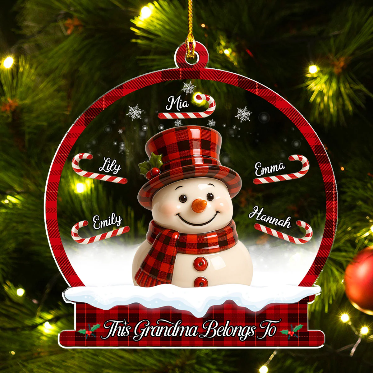 Grandma Candy Cane Christmas - Personalized Custom Acrylic Ornament - Image 2