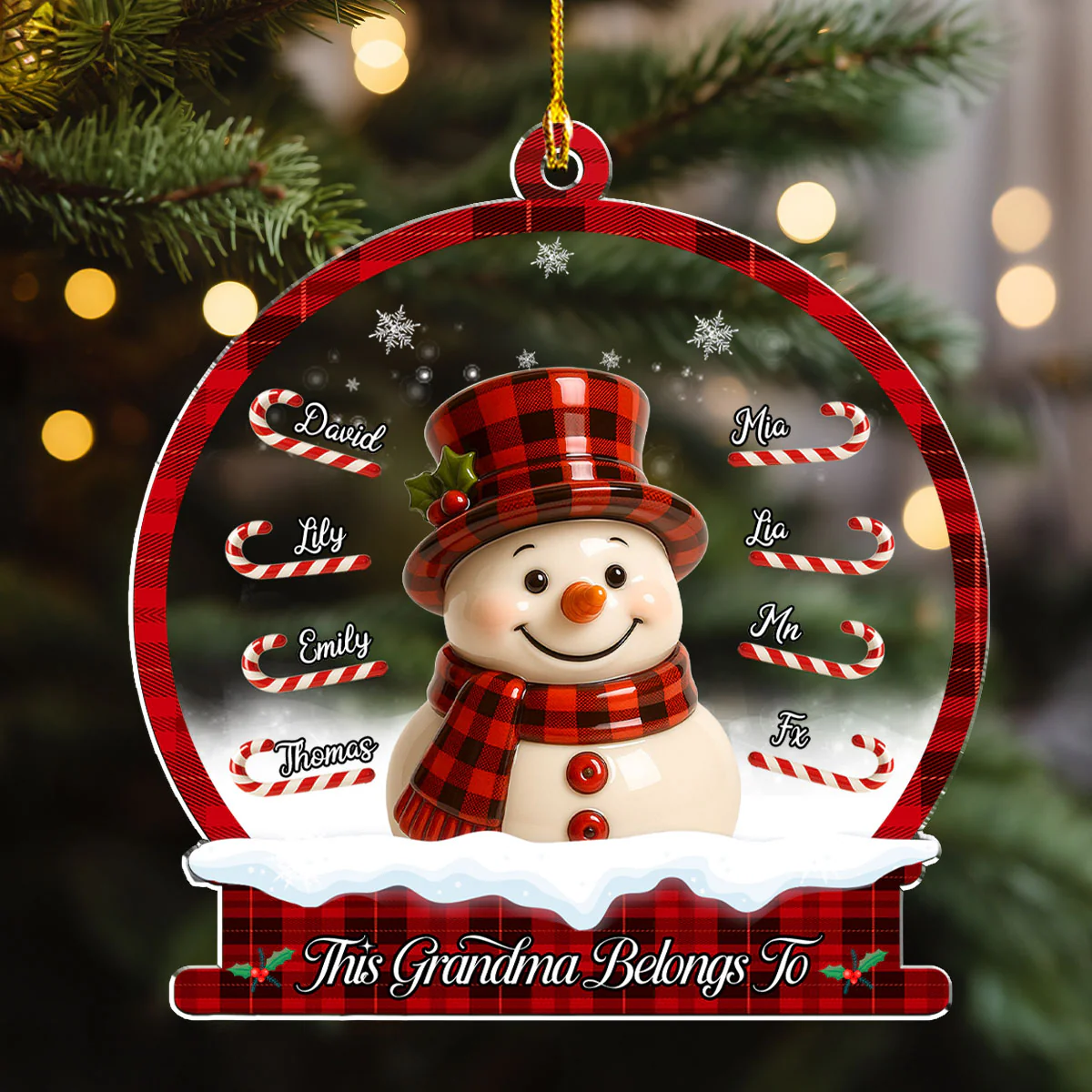 Grandma Candy Cane Christmas - Personalized Custom Acrylic Ornament - Image 3