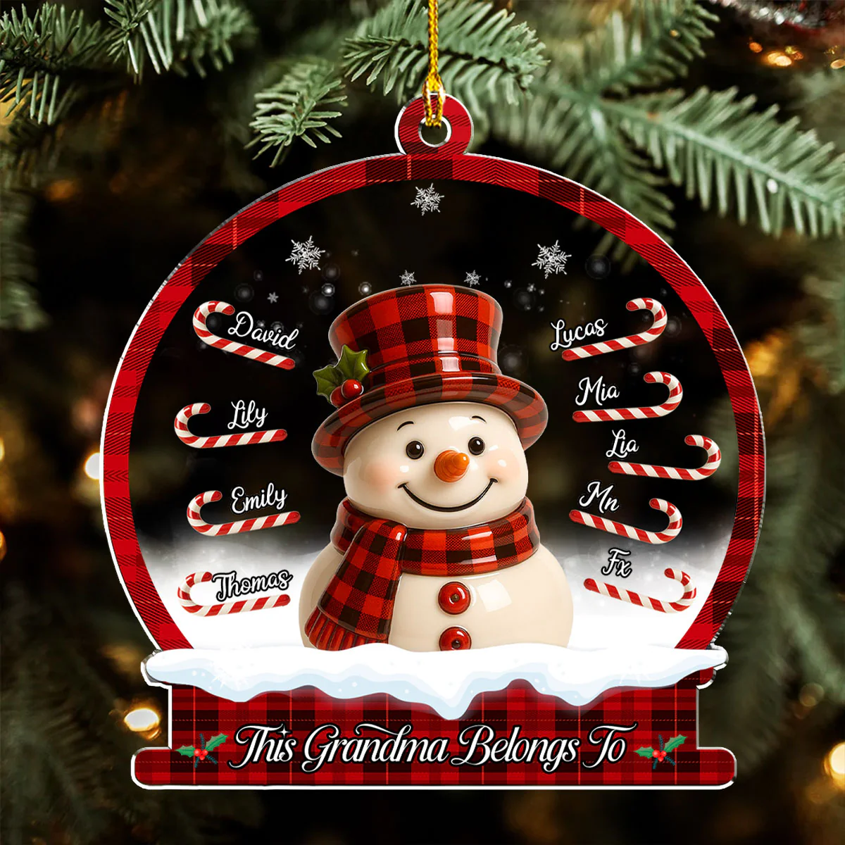 Grandma Candy Cane Christmas - Personalized Custom Acrylic Ornament - Image 4