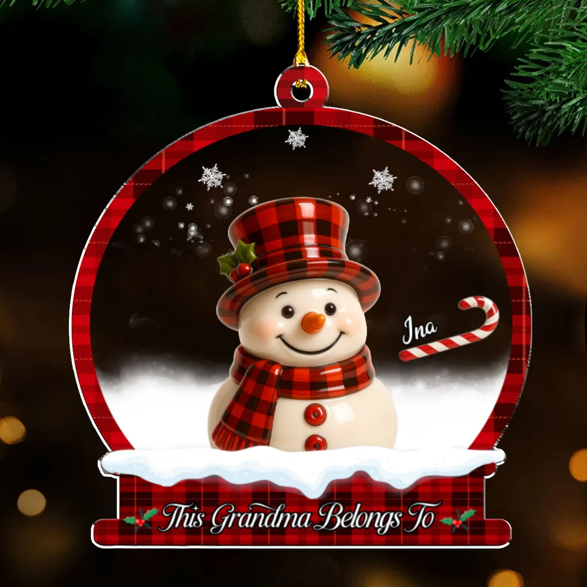 Grandma Candy Cane Christmas - Personalized Custom Acrylic Ornament - Image 6