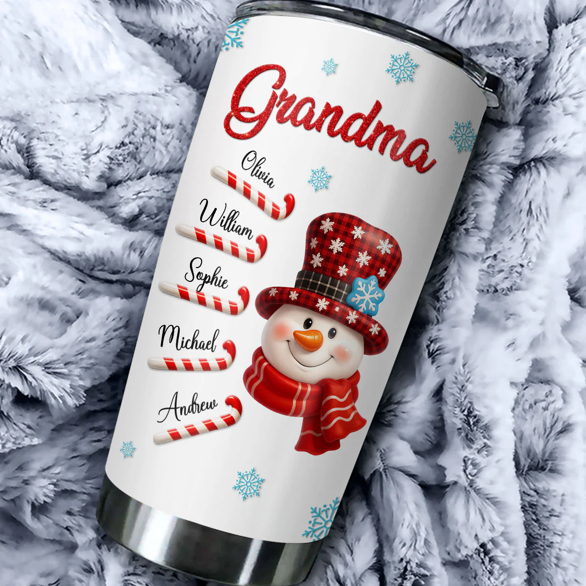Grandma Christmas - Personalized Custom 3D Inflated Effect Tumbler - Image 2