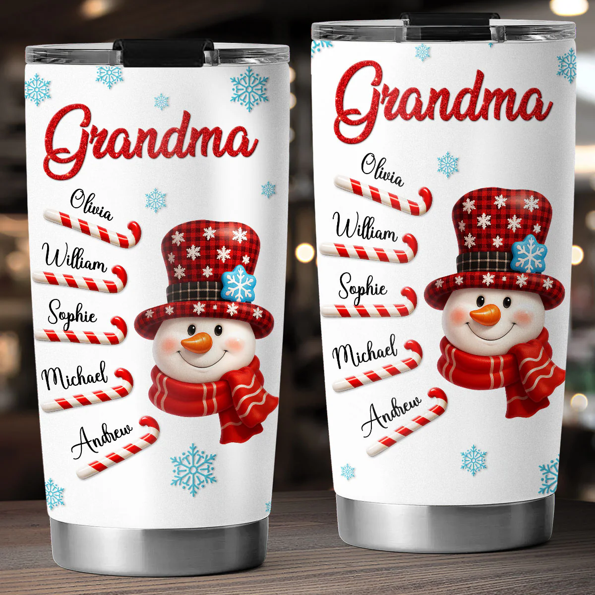 Grandma Christmas - Personalized Custom 3D Inflated Effect Tumbler - Image 3