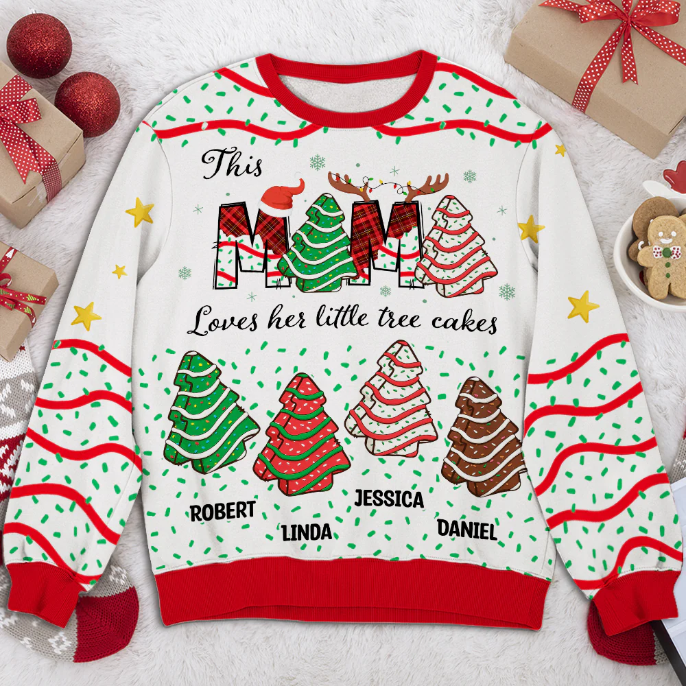 Grandma Christmas Tree Cake - Personalized Custom All-Over-Print Sweatshirt - Image 2