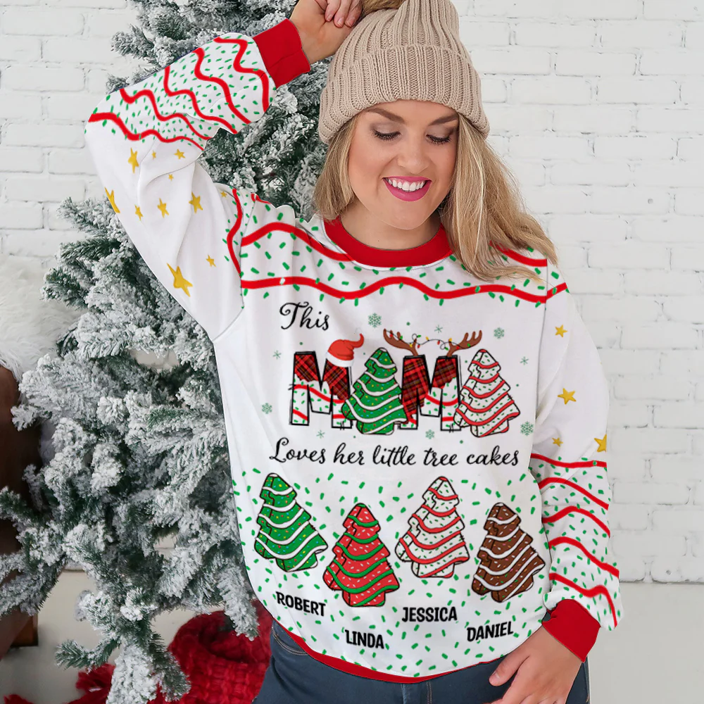 Grandma Christmas Tree Cake - Personalized Custom All-Over-Print Sweatshirt - Image 5