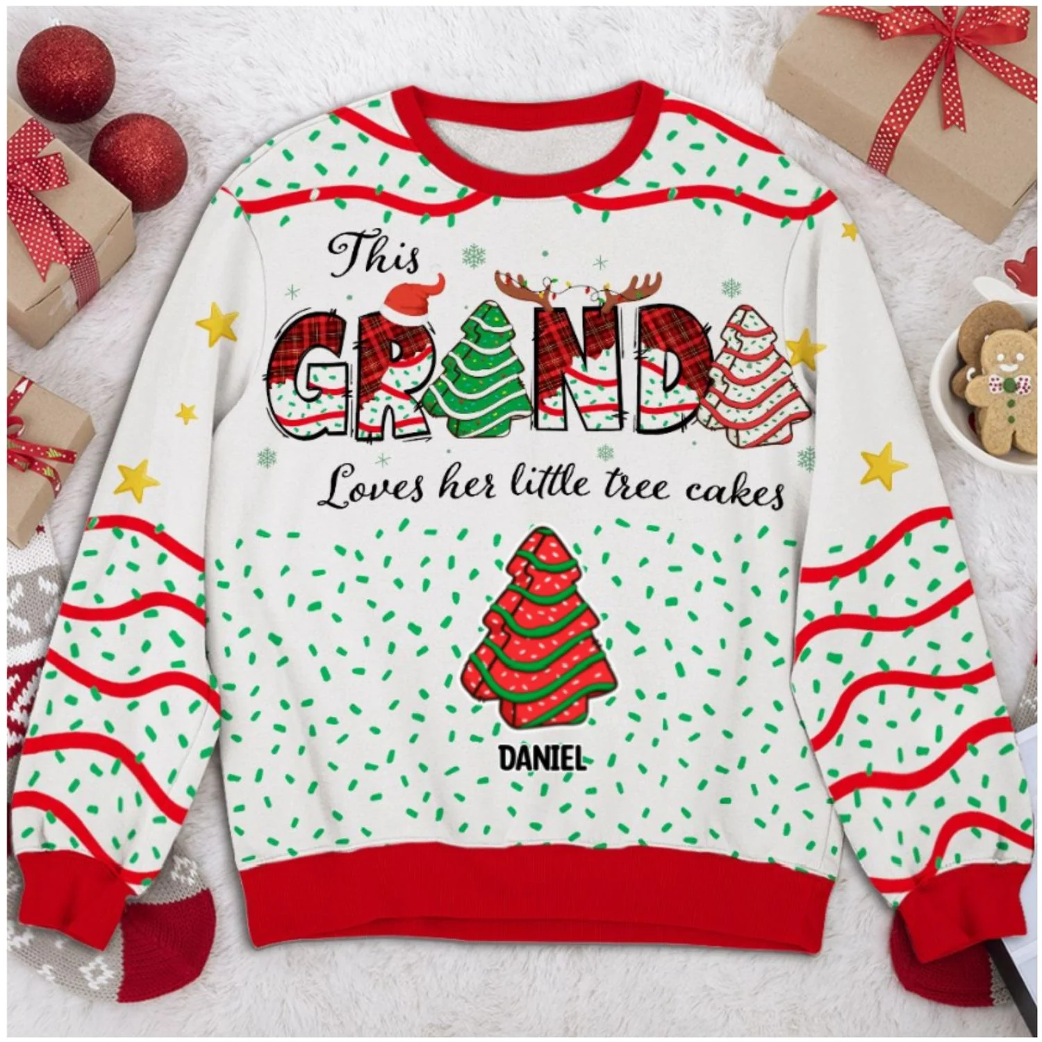 Grandma Christmas Tree Cake - Personalized Custom All-Over-Print Sweatshirt - Image 6