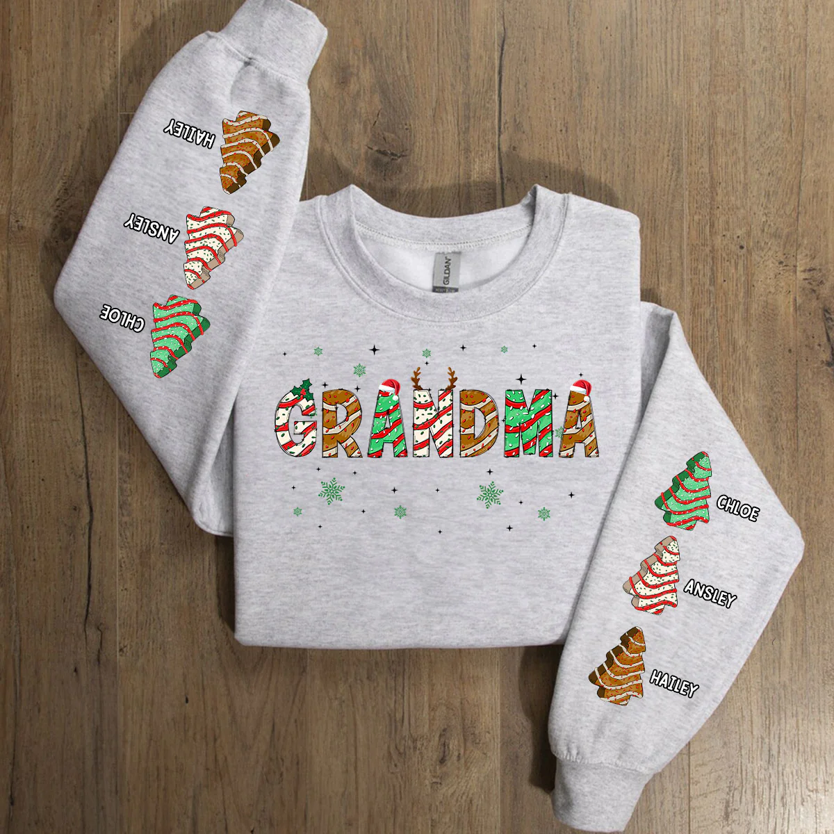 Grandma Christmas Tree Cake - Personalized Custom Sweatshirt - Image 5