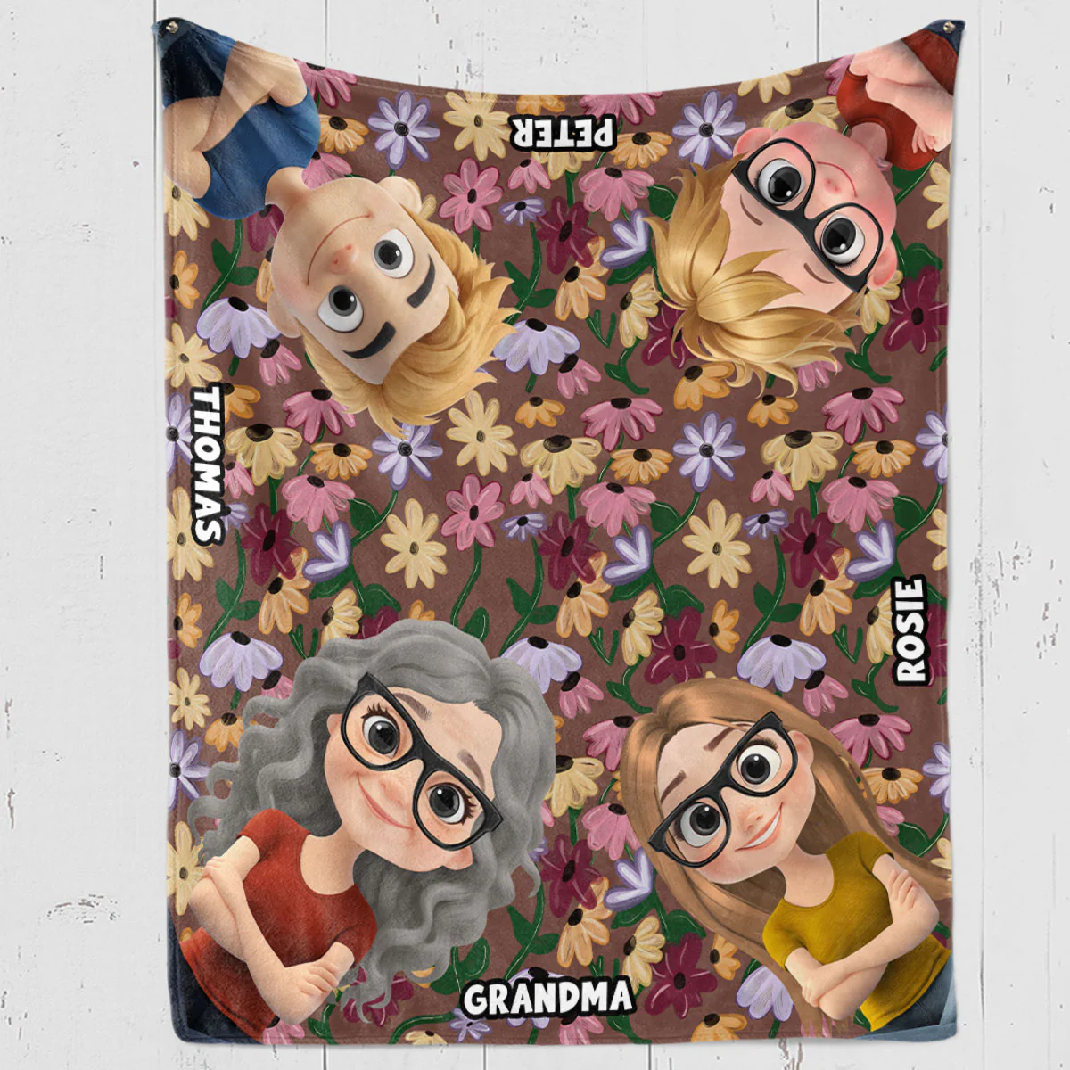 Grandma Cozy Flowers - Personalized Custom Fleece Blanket - Image 4