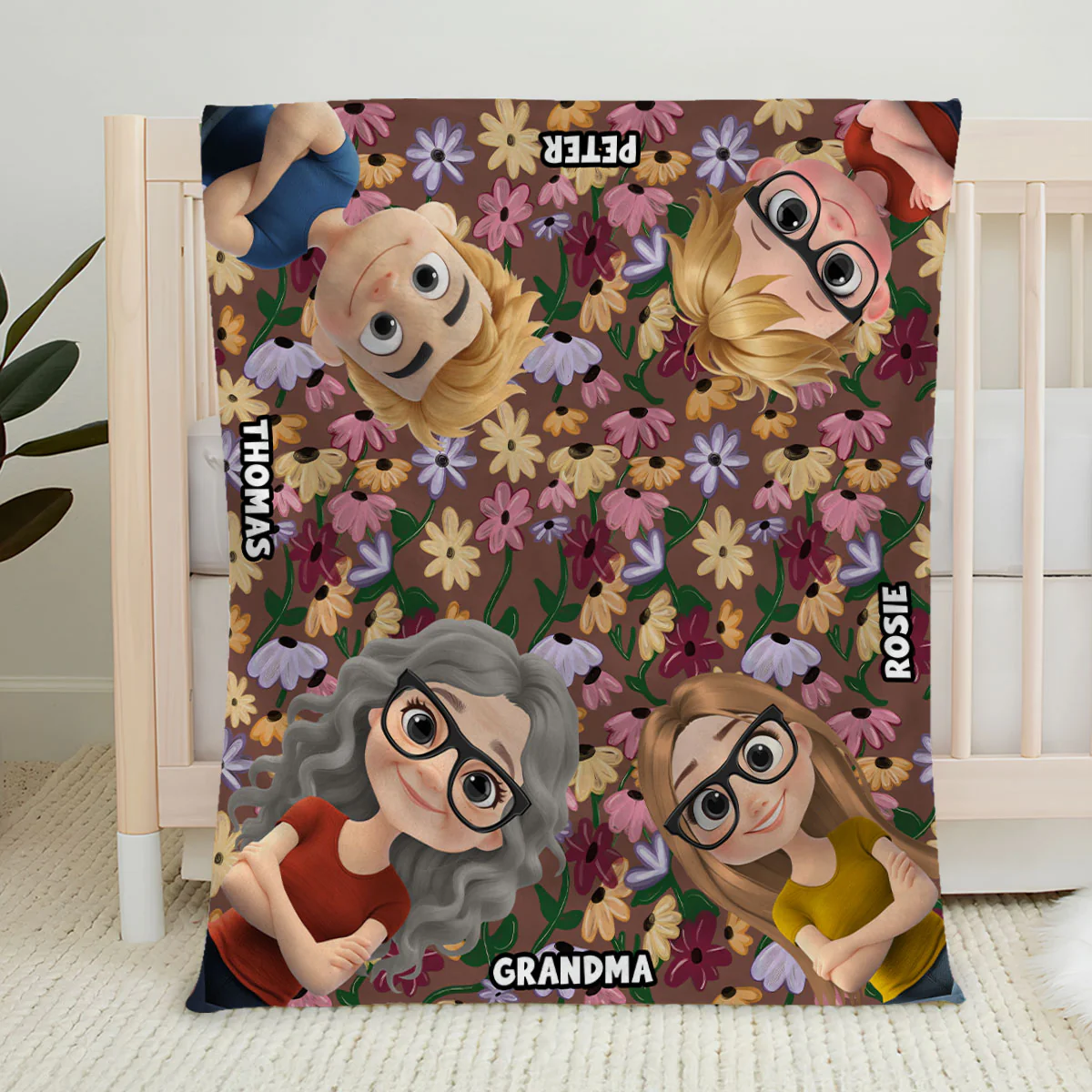 Grandma Cozy Flowers - Personalized Custom Fleece Blanket - Image 5
