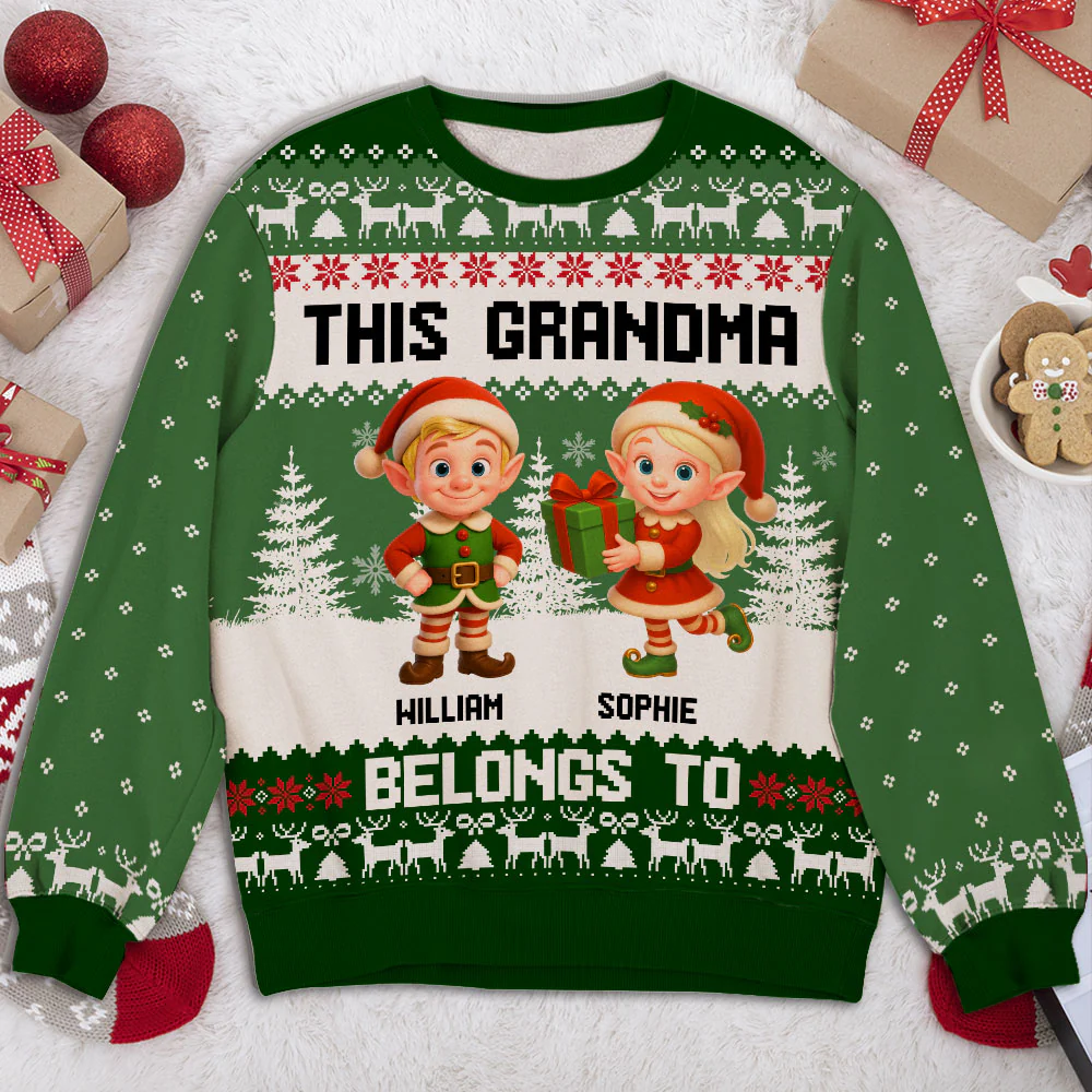 Grandma Elves - Personalized Custom All-Over-Print Sweatshirt - Image 2